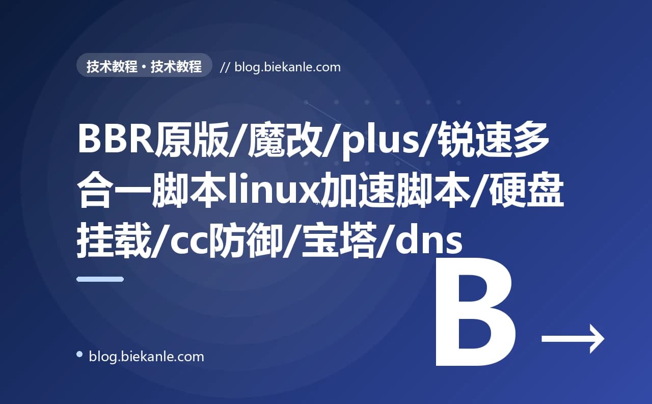 BBR原版/魔改/plus/锐速多合一脚本linux加速脚本/硬盘挂载/cc防御/宝塔/dns