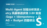 AutoGen + CrewAI 财报分析 Multi-Agent 系统 retry 风暴单请求烧 $13.80 复盘:无 idempotency + 无限递归 + retry 死锁三重叠加 + Saga/DAG/Budget/Circuit Breaker 四套修法 + 12 条 Multi-Agent 工程纪律