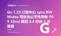 Go 1.23 订单中心 sync.RWMutex 写优先 + 长写阻塞 P99 32ms 飙到 6.4 秒的 5 天复盘:atomic.Pointer + COW + 64 分片 + writer queue + go-deadlock 六套修法 + 12 条并发锁工程纪律