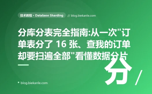 分库分表完全指南:从一次"订单表分了 16 张、查我的订单却要扫遍全部"看懂数据分片
