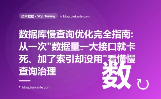 数据库慢查询优化完全指南:从一次"数据量一大接口就卡死、加了索引却没用"看懂慢查询治理