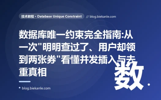 数据库唯一约束完全指南:从一次"明明查过了、用户却领到两张券"看懂并发插入与去重真相