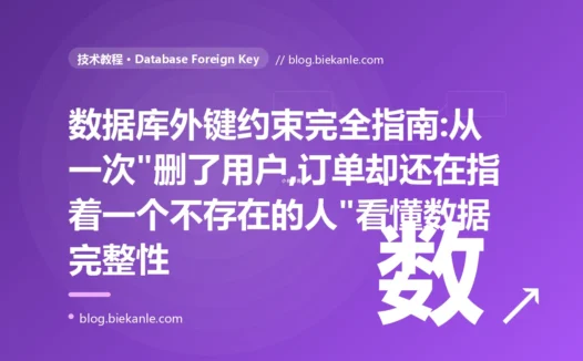 数据库外键约束完全指南:从一次"删了用户,订单却还在指着一个不存在的人"看懂数据完整性