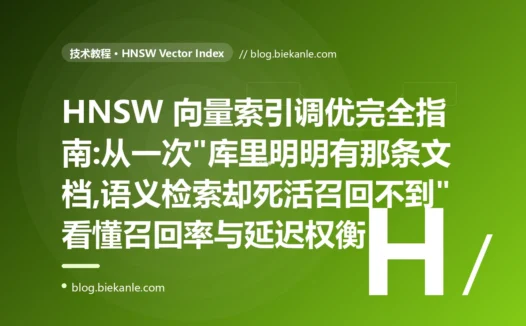 HNSW 向量索引调优完全指南:从一次"库里明明有那条文档,语义检索却死活召回不到"看懂召回率与延迟权衡