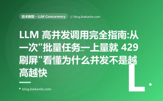 LLM 高并发调用完全指南:从一次"批量任务一上量就 429 刷屏"看懂为什么并发不是越高越快
