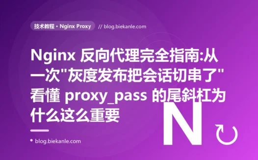 Nginx 反向代理完全指南:从一次"灰度发布把会话切串了"看懂 proxy_pass 的尾斜杠为什么这么重要
