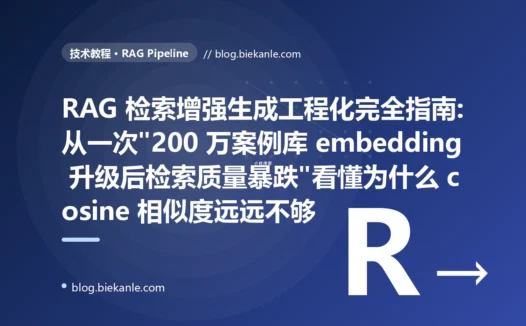 RAG 检索增强生成工程化完全指南:从一次"200 万案例库 embedding 升级后检索质量暴跌"看懂为什么 cosine 相似度远远不够