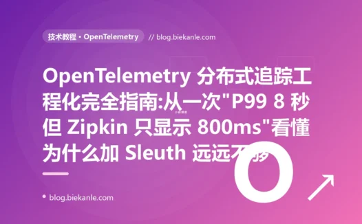 OpenTelemetry 分布式追踪工程化完全指南:从一次"P99 8 秒但 Zipkin 只显示 800ms"看懂为什么加 Sleuth 远远不够