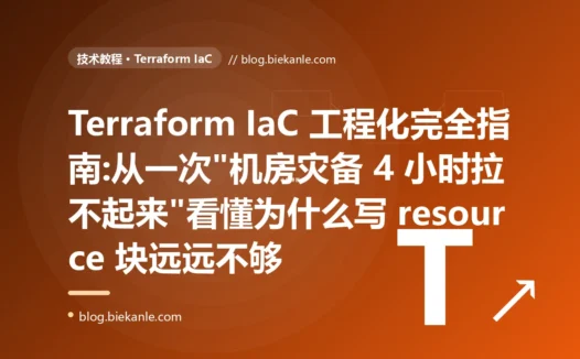 Terraform IaC 工程化完全指南:从一次"机房灾备 4 小时拉不起来"看懂为什么写 resource 块远远不够