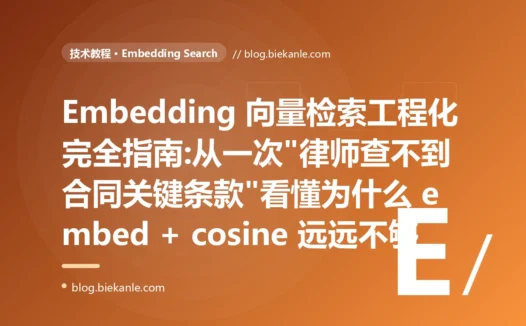 Embedding 向量检索工程化完全指南:从一次"律师查不到合同关键条款"看懂为什么 embed + cosine 远远不够