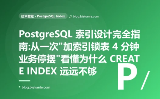 PostgreSQL 索引设计完全指南:从一次"加索引锁表 4 分钟业务停摆"看懂为什么 CREATE INDEX 远远不够
