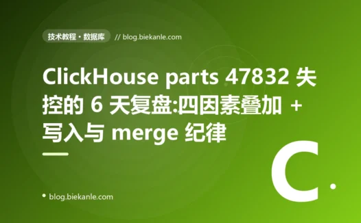 ClickHouse 核心表 parts 飙到 47832 看板全线超时的 6 天复盘:四因素叠加根因 + buffer/分区/merge 三层治理 + 接入决策树
