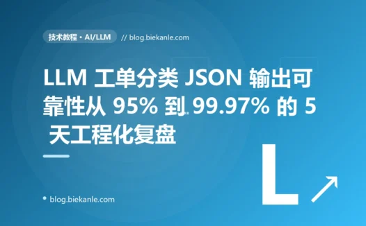 LLM 工单分类 JSON 输出可靠性从 95% 到 99.97% 的 5 天工程化复盘:JSON mode + Structured Outputs + tool calling + retry + 双供应商熔断五层防御
