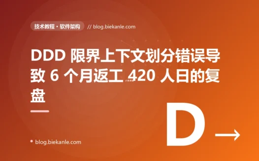 DDD 限界上下文划分错误导致 6 个月返工 420 人日的复盘:从按团队 / 按数据库表两次翻车到 Event Storming + 业务能力的正解 + 11 条划分纪律
