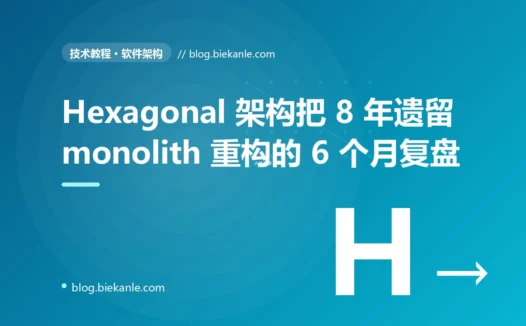 Hexagonal 架构把 8 年遗留 monolith 重构的 6 个月复盘:从三层架构到 Domain Core + Ports + Adapters + 12 条架构演进纪律