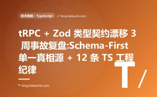 tRPC + Zod 类型契约 3 周漂移事故复盘:Decimal/SDK/双轨制三层叠加 + Schema-First 单一真相源 + 12 条 TypeScript 工程纪律