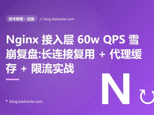 Nginx 接入层 60w QPS 雪崩复盘:长连接复用 + 代理缓存 + 限流实战