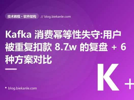 Kafka 消费幂等性失守导致用户被重复扣款 ¥8.7w 的复盘:6 种幂等方案对比 + Outbox + CDC 落地