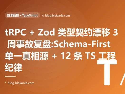 tRPC + Zod 类型契约 3 周漂移事故复盘:Decimal/SDK/双轨制三层叠加 + Schema-First 单一真相源 + 12 条 TypeScript 工程纪律
